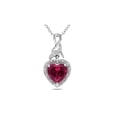 thumbnail image 5 of 4.50 Carat (Ctw) Lab-Created Ruby Heart Ring and Matching Pendant in Sterling Silver for Women, 5 of 6