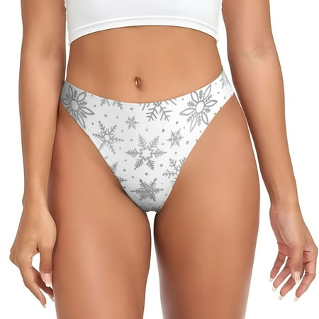 Qokaie Snowflake Minimalist Printed Women s Cotton Thong Underwear  Sexy Breathable Panties G-string-X-Large