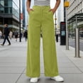 thumbnail image 2 of ClodeEU Womens High Waisted Corduroy Pants With Button,Baggy Casual Wide Leg Trouse With Pockets Yellow,Womens Plus L, 2 of 9