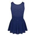 thumbnail image 2 of Miaeowve Kids Girls Figure Skating Dress Lyrical Dance Performance Sleeveless Rhinestones Mesh Tank Leotard Ballet Dresses Navy Blue 8, 2 of 7