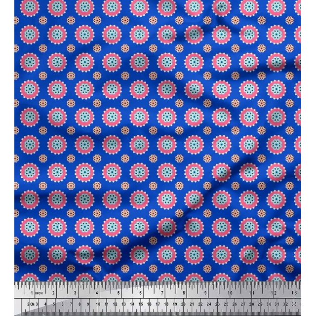 Soimoi Polyester Crepe Fabric Flower Artistic Print Fabric by The Yard 42 Inch Wide