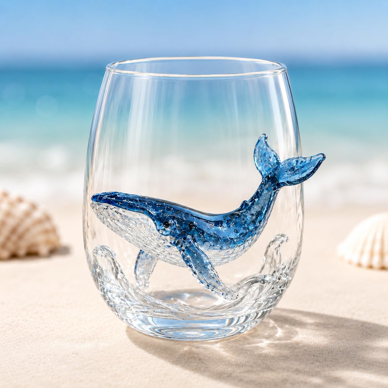 Artisanal Blue Ringed Octopus Glassware 12 Oz Handcrafted 3D Ocean Animal Figure Inside Clear Drinkware for Elevated Home Bar