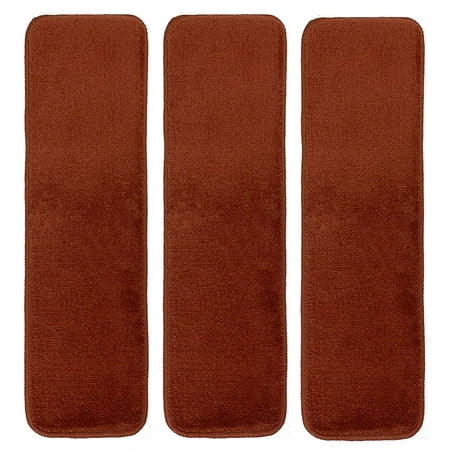 Clean Machine Stair Tread Comfy Collection Stair Tread Treads Indoor Skid Slip Resistant Carpet Stair Tread Treads Machine Washable 8 ? inch x 30 inch (Set of 3, Burnt Orange) ()