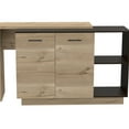 thumbnail image 2 of Modern Kitchen Island - Rectangular Shape With Two External Shelves And Double Door Cabinets In Black/ Oak Shade Design For Piece, 2 of 4