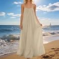 thumbnail image 2 of QIUOMBBP Cami Maxi Dress for Women Linen Backless Sleeveless Spaghetti Strap Long Dresses Summer Loose Sundress with Tie Back Khaki XL, 2 of 10