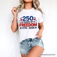thumbnail image 5 of 250 Years Freedom Faux Varsity Patch T-Shirt, 4th of July USA Patriotic 1776&ndash;2026 Tee, 5 of 5