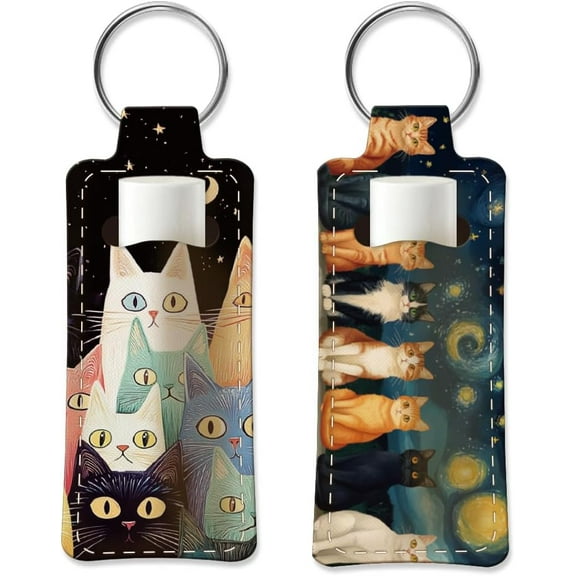 2pcs Lipstick Holder Keychain Lip Balm Holders Elastic Diving Fabric Keychain Portable Lipstick Holder for Chapstick diy Cat Shape