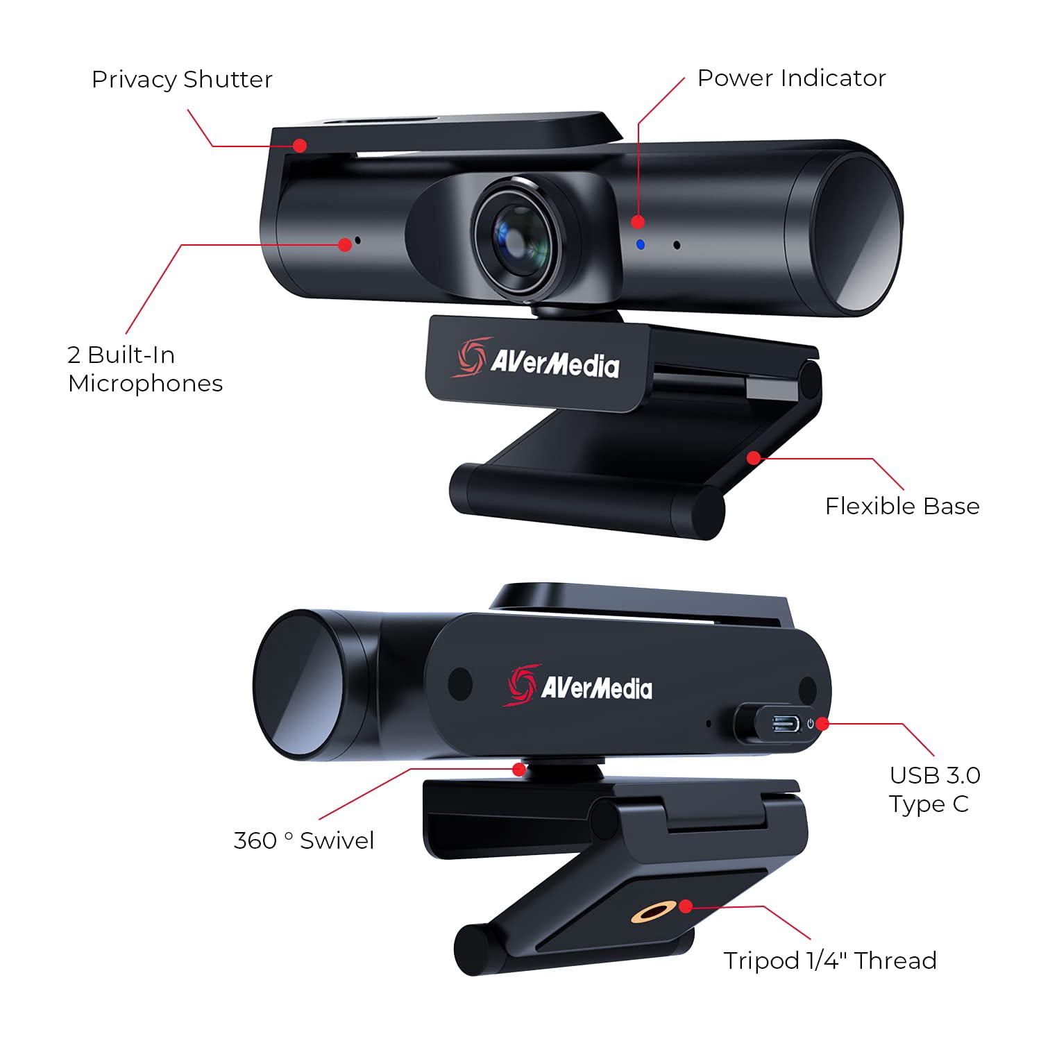 AVerMedia PW513 Live Streamer CAM 513. A Plug & Play USB 3.0, 4K UHD, Wide-Angle Lens Webcam