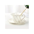 thumbnail image 6 of Porcelain Tea Cup & Saucer Set,Trim, 7oz, With Spoon - British Style Tea Cups For Tea Party, Home Decor, Gift For Tea Lovers, 6 of 9