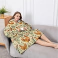 thumbnail image 5 of Oversized Wearable Blanket Hoodie,Beige Chicken Floral Pattern Sherpa Blanket Hoodie with Super Pockets,Super Warm Fuzzy Pullover for Women & Men, 5 of 6