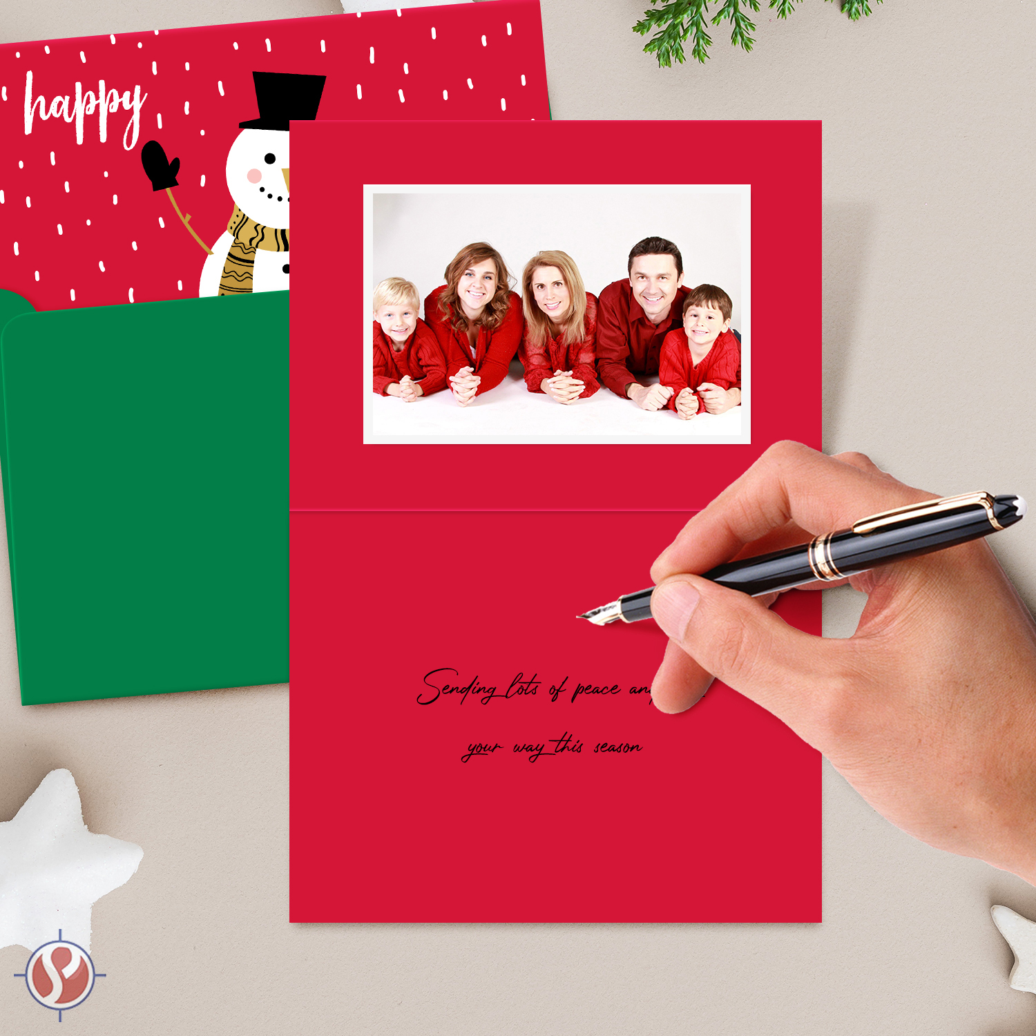 A2 Blank Red Greeting Cards with Green Envelopes – Great for Holiday, Christmas and New Year Cards | 4.25” x 5.5” (When Folded) | 25 Cards and 25 Envelopes Per Pack