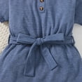 thumbnail image 6 of Little Girls Summer Clothes 6T Girls Short Sleeve Round Neckline Dress 6T Girls Solid Color Dress Blue, 6 of 7