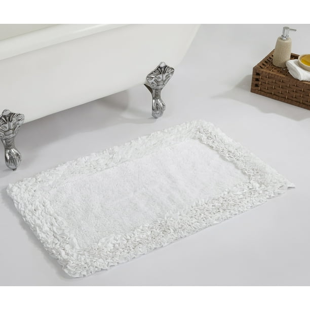 Better Trends Shaggy Border Bath Rug 21" X 34" White