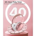 thumbnail image 4 of INFURTURE Rose Gold Active Noise Cancelling Headphones with Microphone Wireless Over Ear Bluetooth, Deep Bass, Memory Foam Ear Cups, Quick Charge 40H Playtime, for TV, Travel, Home Office, 4 of 5