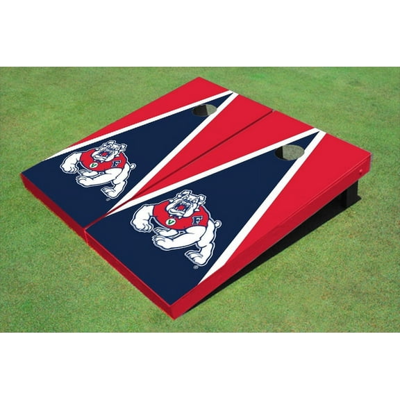 Fresno State Bulldog Navy Blue And Red Matching Triangle Cornhole Boards