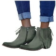 thumbnail image 4 of Wavsuf Winter Boots for Women on Fringes Fashion Short Ankle-High Green Shoes Size 36, 4 of 6