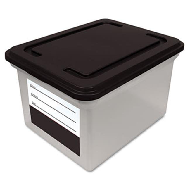 File Tote Storage Box with Snapon Lid Closure Letter/Legal Clear/Black