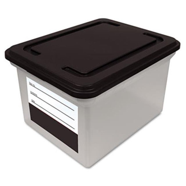 Boîte de Rangement pour Dossiers avec Couvercle à Pression Lettre/légal Transparent/noir