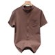 thumbnail image 1 of pstuiky Camisas casuales de manga corta para hombre, Camisa casual de manga corta para hombre, estilo bolos vintage, estilo playero cubano, con botones, para verano ropa de hombre xxxl, 1 of 4