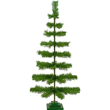 48" Alpine Green Tinsel Christmas Tree, Indoor Outdoor Holiday Decor and Centerpiece, Wood Stand Included - 4FT Tall (Alpine Green)