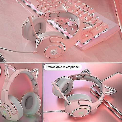 Pink Gaming Headset With Retractable Mic Cat Ears Detachable Headset For Ps4 Xbox One Pc Mobile Walmart