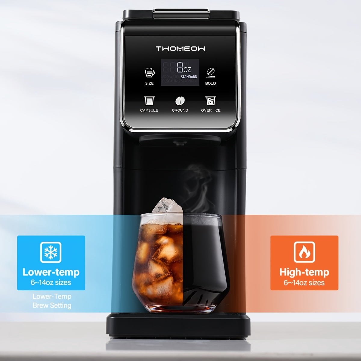 Fanruina single serve coffee maker supports both K cup pods and ground coffee with bold brew setting