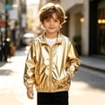 thumbnail image 6 of Boys Girls Windbreaker Winter Unisex 4-13Years Long Sleeve Turndown Collar Full Zip Warm Outerwear Casual Lightweight Coats, 6 of 10