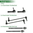 thumbnail image 4 of Unique Bargains 6pcs Kit de Suspensión Delantera Extremo Interior Exterior de Barra de Dirección Enlace de Barra Estabilizadora para Ford Explorer No.EV800893, 4 of 7