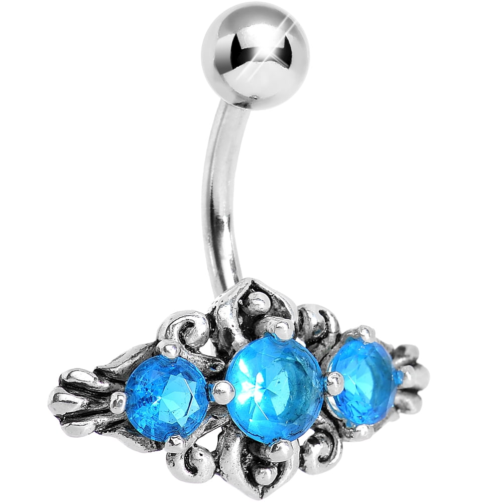 Fancy Cross Skull 925 Sterling Silver with Stainless Steel Belly Button Navel Rings 