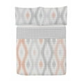 thumbnail image 1 of Contemporary Reversible Bedspread Set, Sketchy Hand Drawn Abstract Chain Like Design Pastel Colored Geometric, Pillow Shams & Comforter Microfiber Bedding Set, 3 Sizes, Peach Dimgray, by Ambesonne, 1 of 4