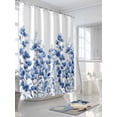 thumbnail image 3 of Shower Curtains Watercolor Leaves Plant Bath Curtain Blue Leaf Waterproof Bathroom Shower Curtain Set with Hooks Decoration 72 x 72 Inches, 3 of 7