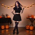 thumbnail image 5 of Voska Women's Halloween Print Thigh High Tube Socks Soft Stretchy Party Holiday Festival Decor D One Size, 5 of 6