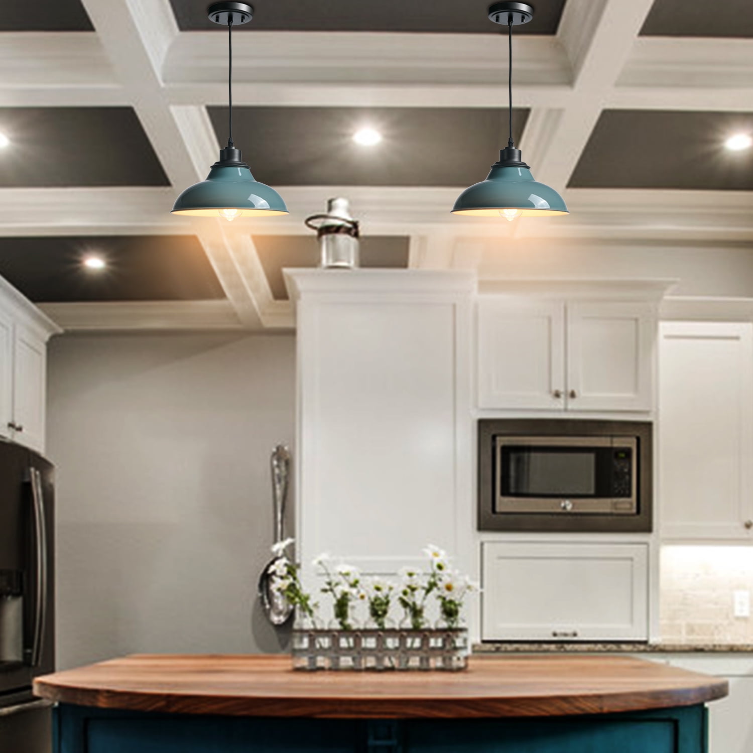 Claxy Light Blue Barn Style Pendant Light Fixtures with Cord