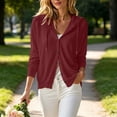 thumbnail image 3 of Vivianyo HD Women's Hooded Button Thin Cardigan, Regular Length Long Sleeve Outerwear, Fall Daily Casual Womens Hoodie for Shopping and Gathering, Sizes S-2XL, 3 of 7