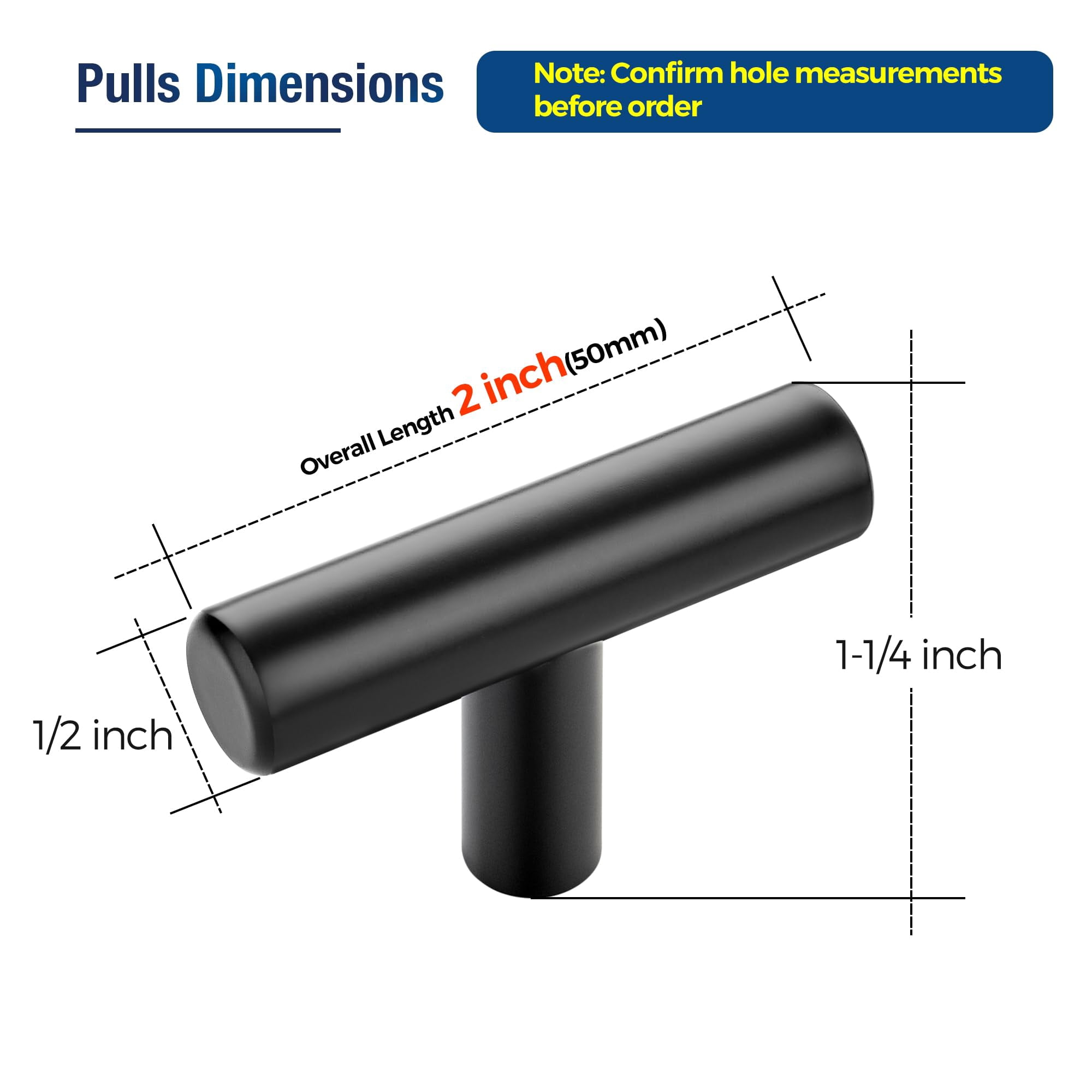 30 Pack Cabinet Knobs, Black Cabinet Handles, 2in Kitchen Cabient Knobs, Single Hole Drawer Knobs for Dresser Drawers
