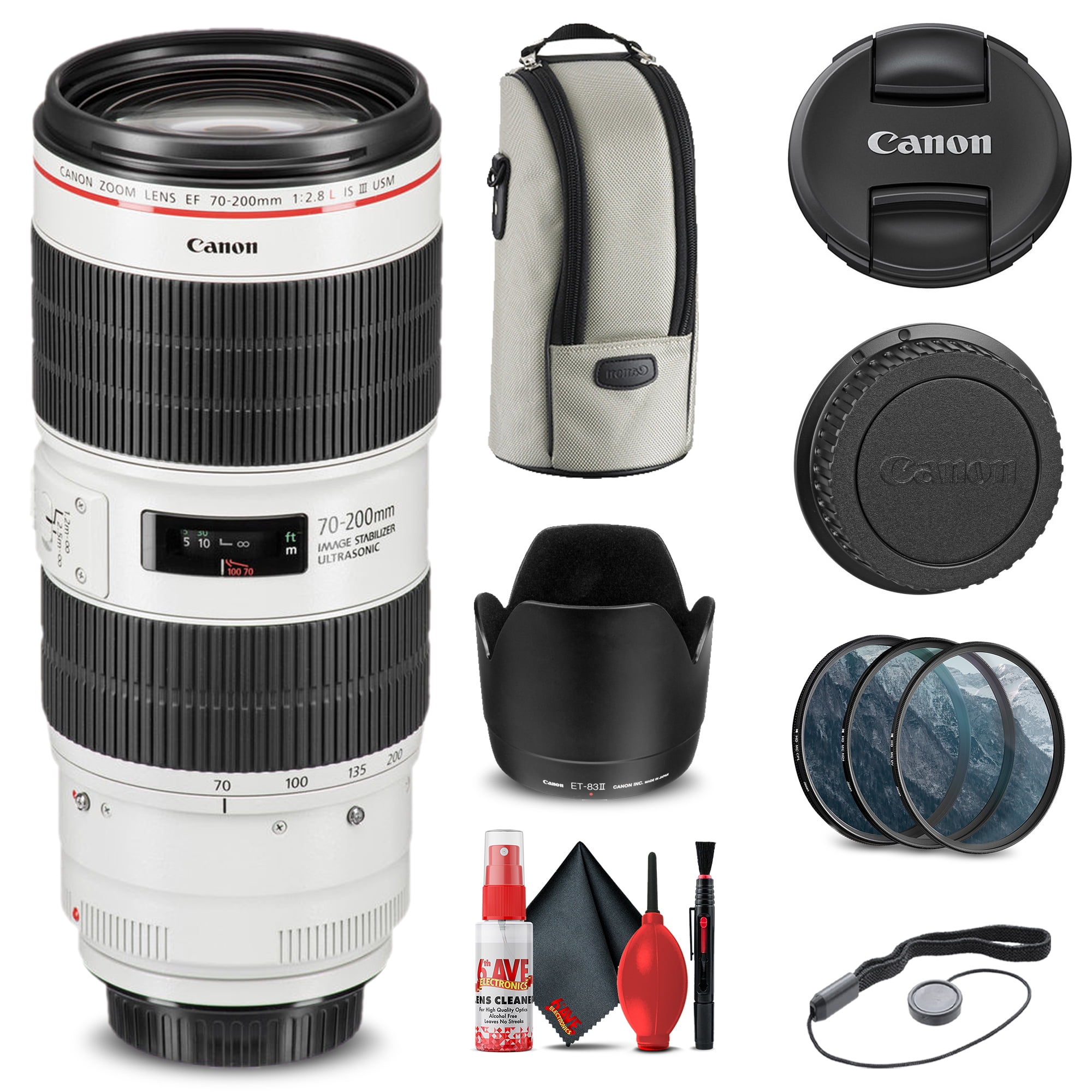 Canon EF 70-200mm f/2.8L IS III USM Lens (3044C002) + Filter Kit +