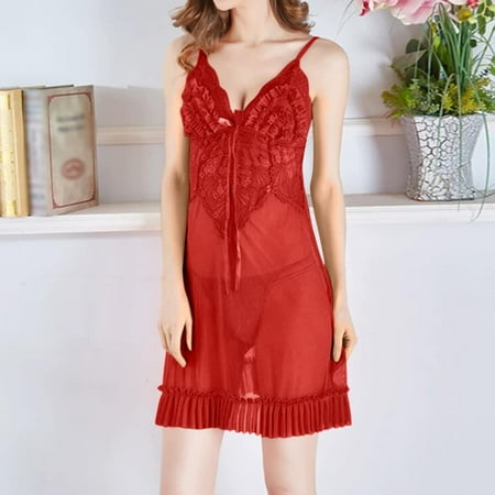 Women s Nightgowns & Sleepshirts Babydoll Dress Sexy Red Dress For Women Mesh Lingerie Womens Sexy Lingerie
