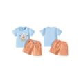 thumbnail image 2 of Loicainy Baby Toddler Boy Halloween Outfit 6 12 18 24 Months 2T 3T 4T Short Sleeve Crew Neck Ghost Embroidery T Shirt and Plaid Shorts Clothes Set, 2 of 8