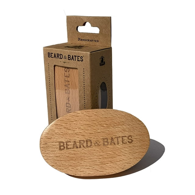 Cepillo para barba con cerdas de jabalí Beard & Bates | Mango de madera de haya con cerdas firmes, tamaño grande, hecho a mano