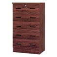 thumbnail image 1 of Pemberly Row Commode Haute en Bois à 5 Tiroirs pour Chambre, Acajou, 1 of 10
