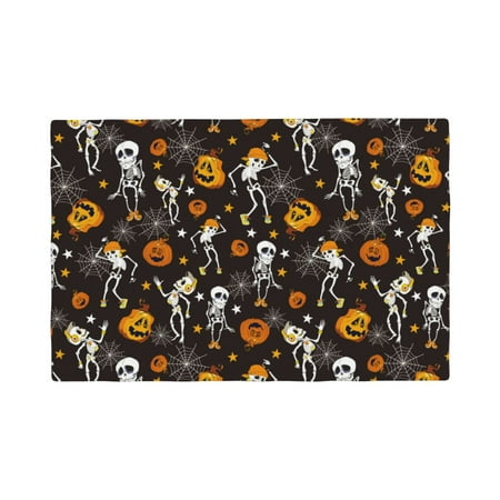 

Placemats Set of 4 / 6 pumpkins skull halloween Placemats for Dining Table Indoor/Outdoors Heat Resistant Washable Placemats 18 x 12