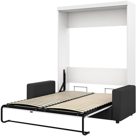 Atlin Designs 2-Piece Modern Wood Queen Murphy Bed Set in Gray/White