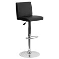 thumbnail image 1 of Contemporary Black Vinyl Adjustable Height Barstool with Panel Back and Chrome Base, 1 of 9