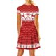 thumbnail image 5 of Vestido de fiesta con estampado retro de Navidad y cuello redondo para mujer Vestido de manga corta Pompotops ghjkhdj10090, 5 of 7