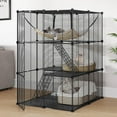 3Tier Cat Cage Indoor Enclosure, DIY Cat Playpen Metal Kennel for 12