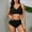 Black, variant on Swimsuits for Women 2 Piece Beach Wave Trim Cami Bra & Belly Control Ruched Bikini Sets High Waisted Beachwear