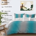 thumbnail image 3 of 3 Piece Turquoise Ombre Duvet Cover Set California King, Microfiber Comforter/Quilt Cover with Corner Ties and 2 Pillowcases, Grey Modern Art Farmhouse All Season Soft Bedding with Zipper Closure, 3 of 8