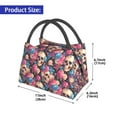 thumbnail image 2 of Yiaed Skull Blue Flower Print Lunch box lunch bag Portable Insulated Lunch Box for Women Men Cooler Tote Bag with Front Pocket for Work Picnic Travel, 2 of 6