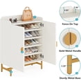 thumbnail image 4 of Tribesigns Narrow Shoe Cabinet with Doors and Adjustable Shelves White Wood Shoe Organizer Cabinet, 4 of 6