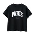 thumbnail image 2 of Summer Toddler Boys Girls Short Sleeve City Letter Prints T Shirt Tops Clothes Kids Loose Fit Basic Tees, 2 of 3